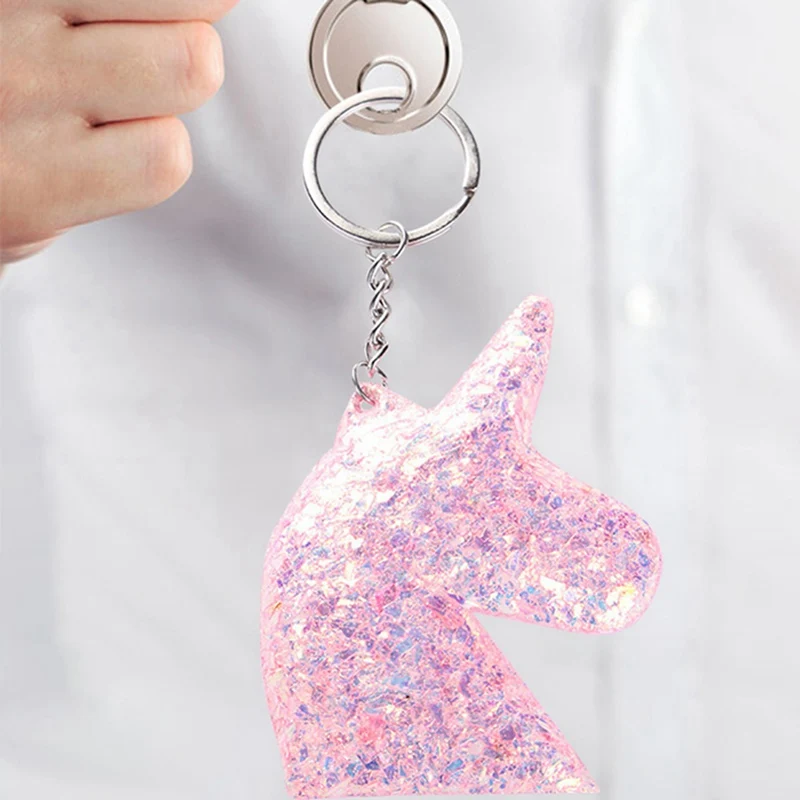 

Cute Unicorn Keychain Glitter Pompom Sequins Key Ring Gifts for Women Llaveros Mujer Charms Car Bag Accessories Key Chain