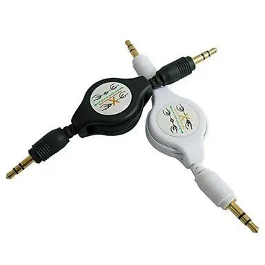 

2PCS Stereo 3.5mm Retractable AUX Cable Car Audio AUX Cord MP3 for iPhone , white and black