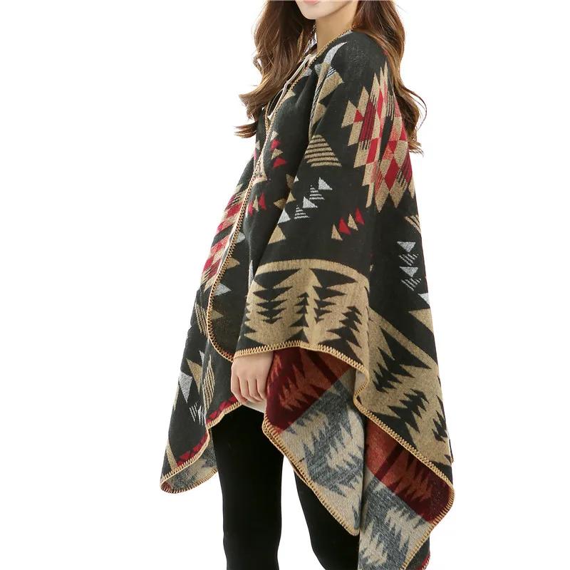 Женский зимний шарф-шаль, имитация кашемира, пончо, плотные накидки, клетчатые шарфы, длинные женские шарфы, модная шаль