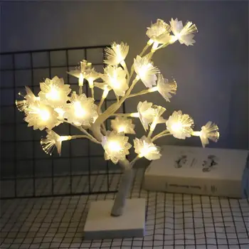 

New Nordic Wind Small Tree Lamp Fiber Flower Decorative Night Light Usb Portable for Party other celebration occasions o #2S17