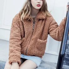 Новое Женское пальто женское повседневное теплое кашемировое пальто из искусственного меха зимняя теплая куртка-парка Верхняя одежда куртка на молнии Sep6