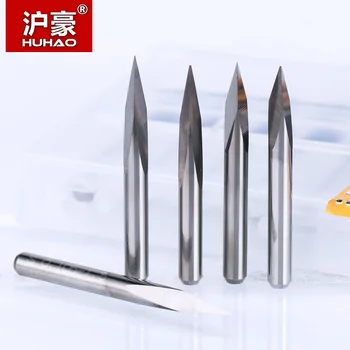 

HUHAO 10pc/lot 3.175mm 3 Edge Carbide Pypamid bits CNC Engraving Bits Router Machine 3 face Stone Carving Woodworking Tools