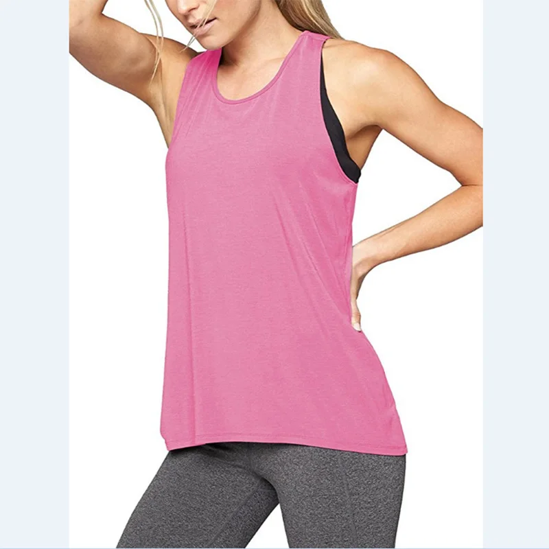 Kakaforsa топ для бега, спортивные нательные блузки без рукавов, женская одежда для бега, женские майки, топы для фитнеса, однотонные футболки - Цвет: Pink