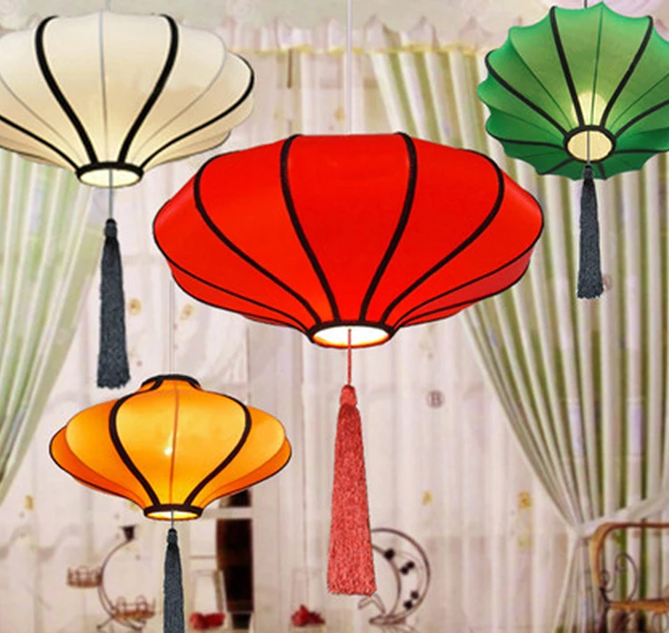 Fabric Lantern Lights Pendant Light Novelty Lustres Chinese Lantern