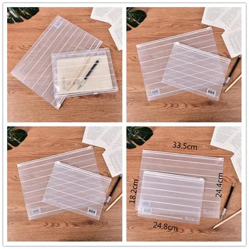 

1Pcs Brief Style Striped Transparent A4 A5 File Folder File Bag Document Bags Office Stationery Filing Production M/L