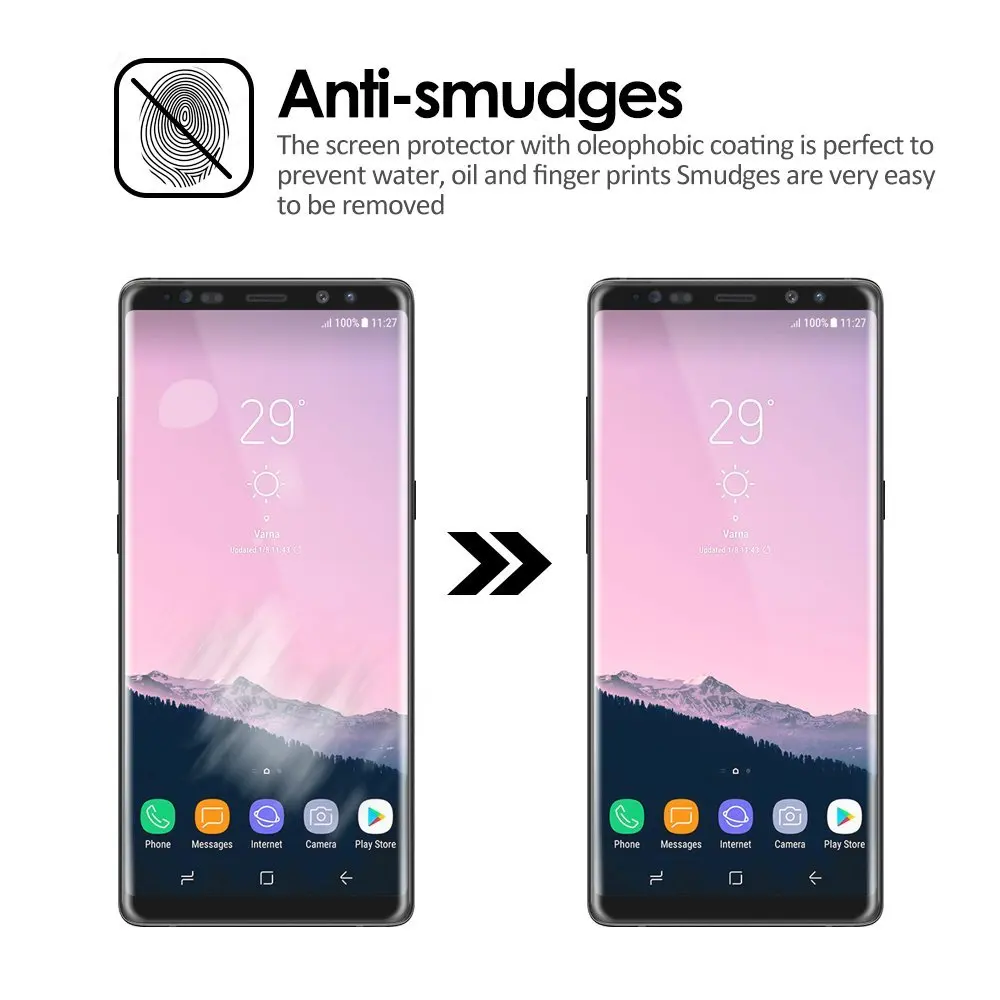 50 шт/партия протектор экрана для samsung Galaxy Note 8 закаленное стекло Полный Размер покрытие 3D изогнутые края защитная пленка