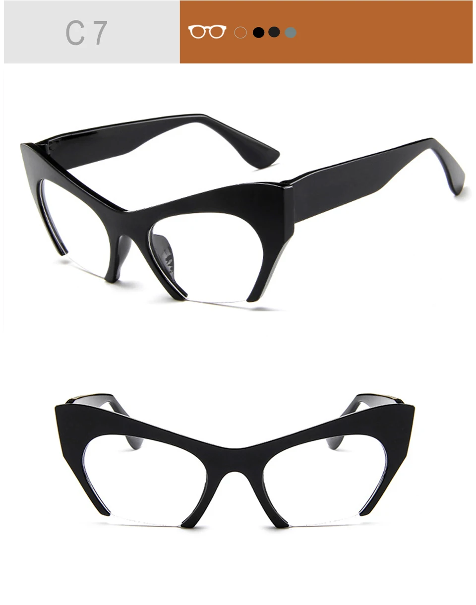 RHAMAI Fashion Brand Designer Cat Eye Sunglasses Women Half Rim Sun Glasses Half Frame Women Shades UV400 Outdoor Eyewear (9)