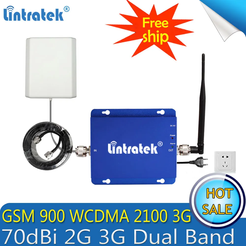 

Lintratek 2G GSM 900 3G 2100 WCDMA UMTS Cell phone Signal Repeater Cellular Booster GSM 2100 3G Signal Amplifier 3G Antenna