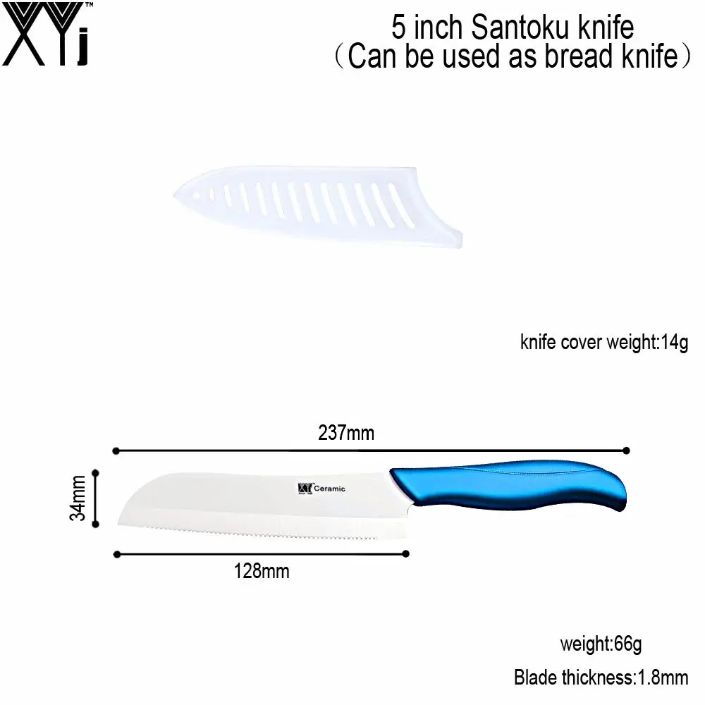 XYj, 5 дюймов, набор керамических ножей Santoku, японский нож шеф-повара, резак для хлеба, нож для приготовления мяса, острые лезвия, кухонные инструменты