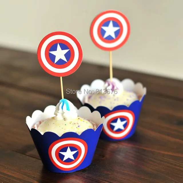 96set The Avengers Captain America Cupcake Liner Cases Wrapperstoppers Decoration Kids Birthday Party Supplies 96set The Avengers Captain America Cupcake Liner Cases Wrapperstoppers Decoration Kids Birthday Party Supplies
