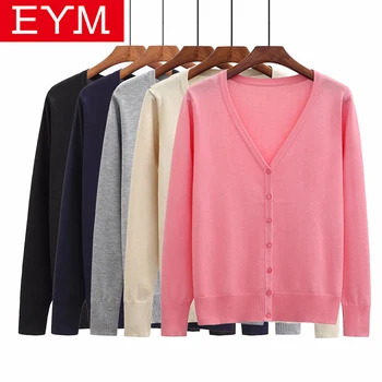 

2018 New Sweater Women Plus Size Za Simple Style Cardigan Knitted Sweater Coat Long Sleeve Female Casual V-Neck Woman Tops Femme