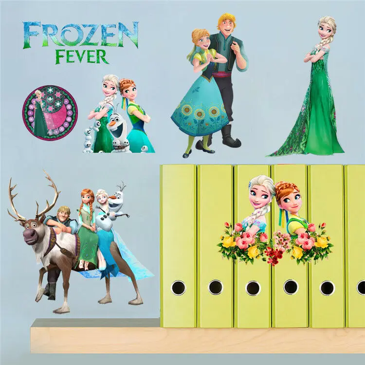 1X дети учатся стены книга Спальня наклейки для детсада Принцесса Эльза Анна ПВХ анимация съемные наклейки#009 45*60 см