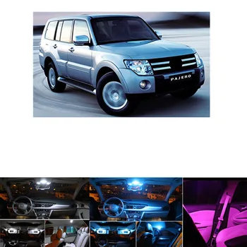

9PC Error Free White Interior LED Light Package Kit For Mitsubishi pajero 2007-2014 accessories reading door lights white blue