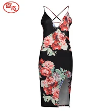 Sexy Women font b Dress b font Spaghetti Strap Floral Print Backless Sleeveless Club Party Pencil