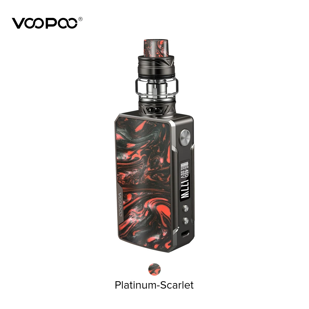 Новейший VOOPOO DRAG 2 комплект из платины с 5 мл Uforce T2 Танк Макс выход 177 Вт Двойной 18650 Батарейный блок мод электронная сигарета комплект - Цвет: Platinum-Scarlet