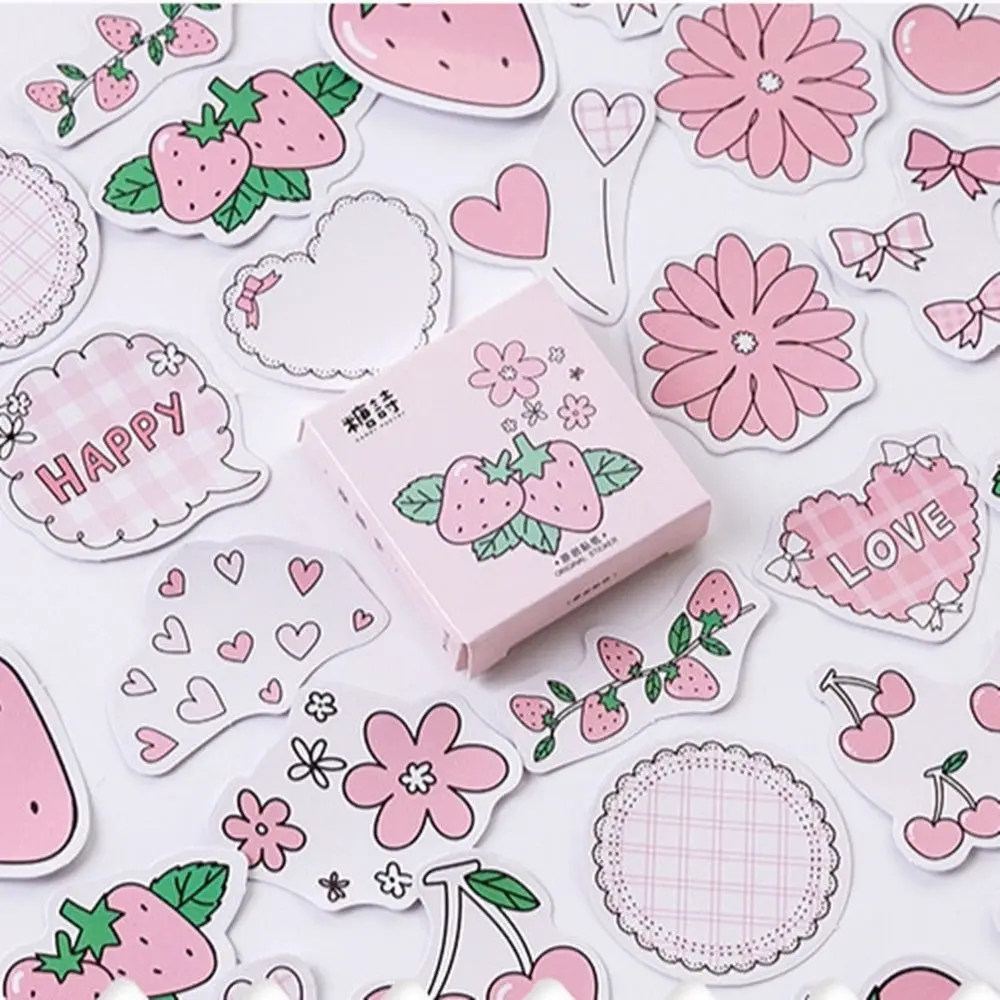 

45pcs Strawberry Flavor Series Cute Boxed Kawaii Stickers Planner Scrapbooking Stationery Japanese Diary Stickers