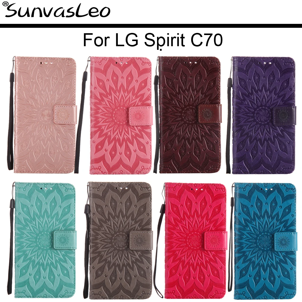 

For LG Spirit 4G LTE H440N H420 C70 Flip Leather Case Embossing Wallet Back Cover Skin Shell Stander Holder Fundas Capa