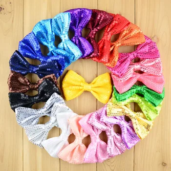

10pcs/lot 10.5*6.5CM Double Sided Embroidery Sequin Bow Tie DIY Baby Girl Headwear Accessories 24 color In Stock
