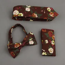 Mantieqingway хлопковый галстук с рисунком носовые платки с бантиком набор Модный повседневный квадратный платок с цветами галстуки-бабочки для мужчин свадьбы