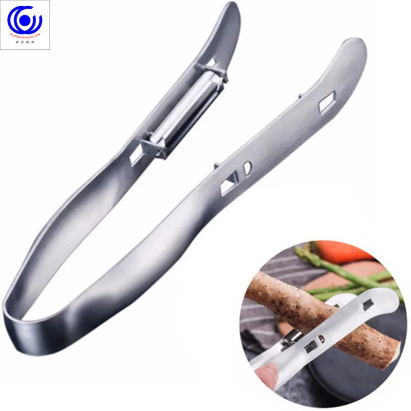 

Multifunctional 2 Sides Fruit Peeler Clip Stainless Steel Double-sided Vegetable Cutter Knife Useful Kitchen Gadget