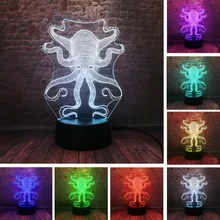 3D Подводный мир Рыбы Акула Осьминог КИТ 7 цветов изменения ночного декоративный светильник светодиодный стол настольная лампа ребенок рождественские день рождения подарки