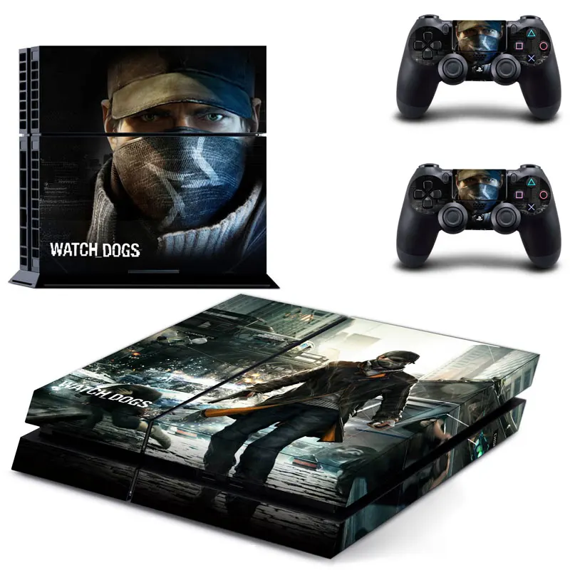 Для Sony Watch Dogs Play Station 4 ps4 наклейка на кожу одна консоль две наклейки геймпады