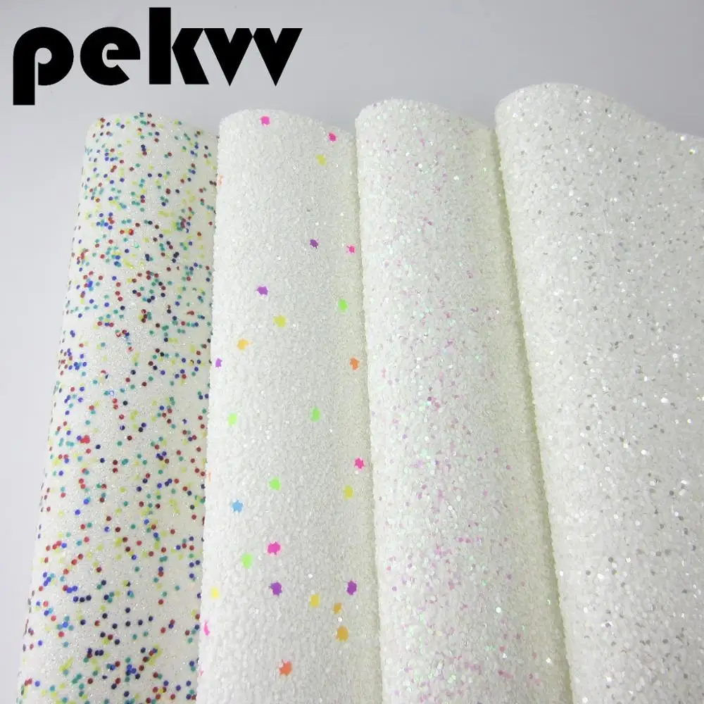 Mix color Chunky Glitter Fabric and Fine Glitter Fabric Leather For DIY Bows A4 Sheet 8"x11.8" 1piece HD025