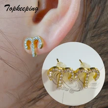 Знак зодиака 12 созвездий Тотем серьги ювелирные изделия для женщин серебро розовое золото цветная серьга блестящие, хрустальные стразы серьги-гвоздики