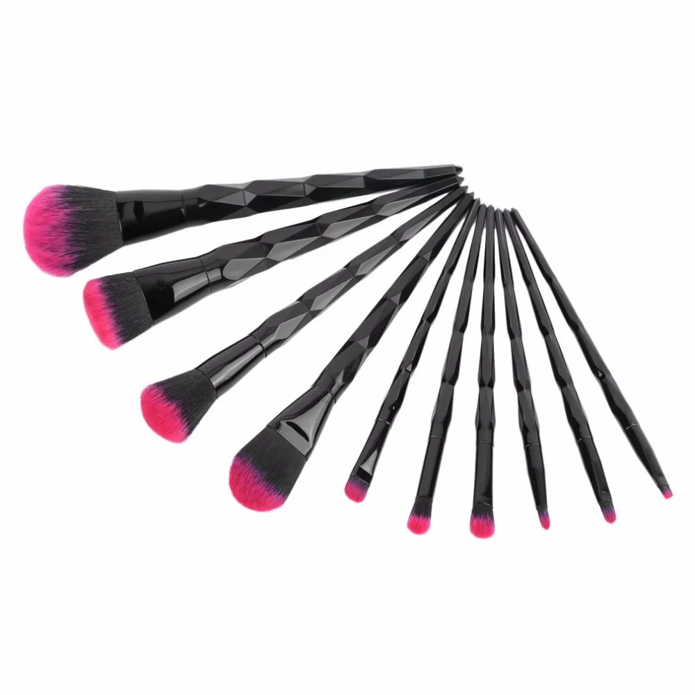 

10pcs Makeup Brushes Diamond Black Handle Red Hair Makeup Brushes Set Professional Powder Blush Eye Shadow new