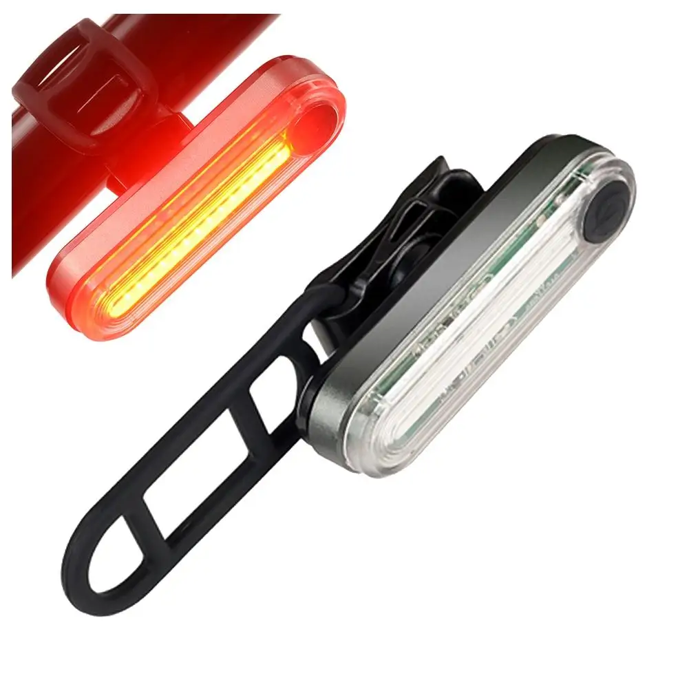 USB Rechargeable Bike Tail Light Intensity Rear LED Light Waterproof Large Button Safety