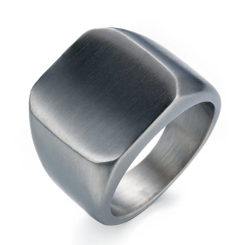 

2018 New Stainless Steel Black Men's Rings All-gloss Square Solid Titanium Classic Ring Wedding Engagement Jewelry Drop Shipping