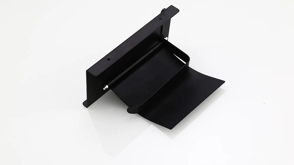 Black Concise Wall Mount Toilet Paper Holder Bathroom Fixture Stainless Steel Roll Paper Holders with Phone Shelf With baf (5)