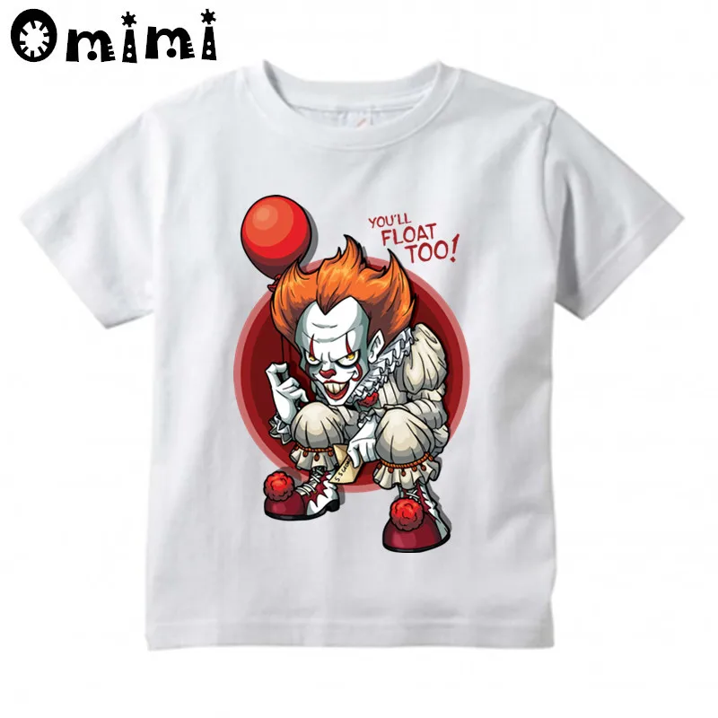 Детская дизайнерская футболка с принтом «Pennywise Movie It Losers», повседневные топы с короткими рукавами для мальчиков и девочек, детская футболка с жутким клоуном