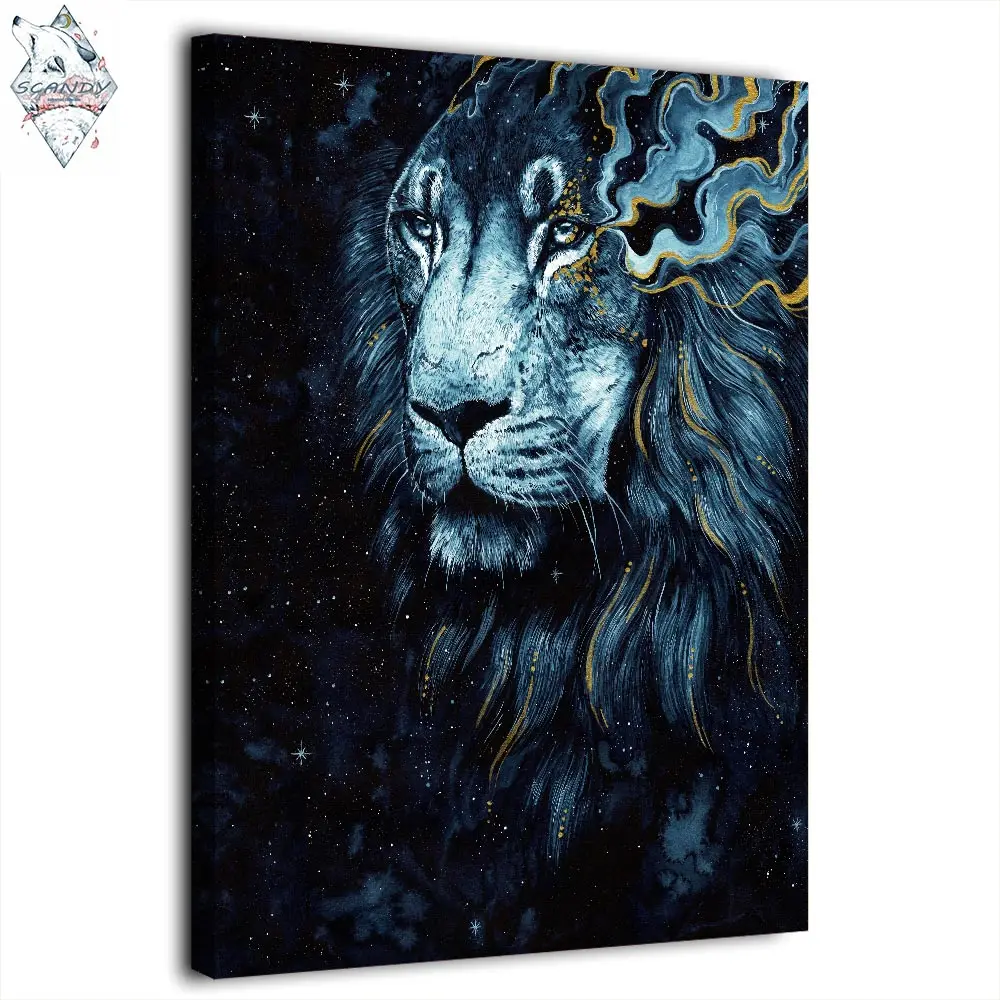 HD printed 1 panel canvas painting in the darkness lion by Scandy Girl wall pictures for living room posters and prints artwork | Дом и сад