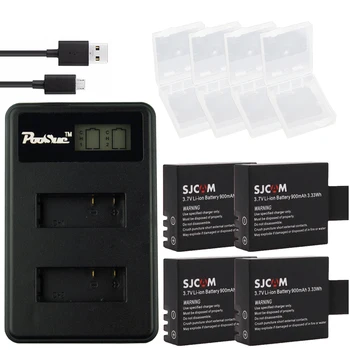 

4Pcs Camera SJ4000 SJ5000 Battery+Dual LCD USB Charger for SJCAM SJ5000X SJ6000 SJ7000 SJ 4000 Wifi M10 EKEN 4K H8 H9