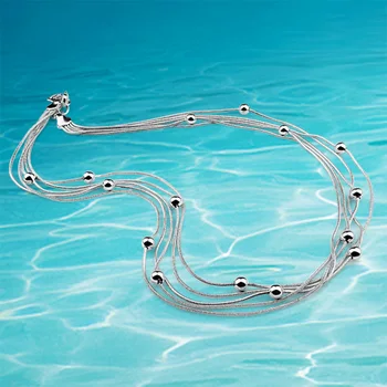 

Free shipping!!925 sterling silver necklace,Korean Fashion transit bead necklace
