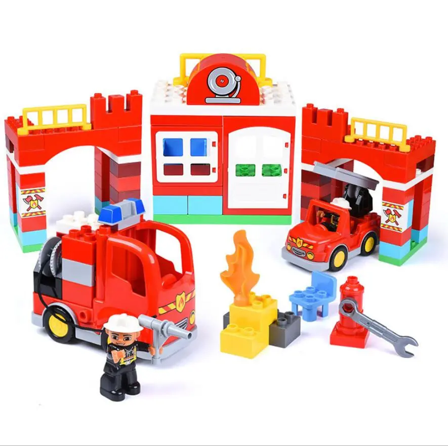 Lzaeso образовательные блоки серии Duplo 1009 город пожарной пожарные игрушки