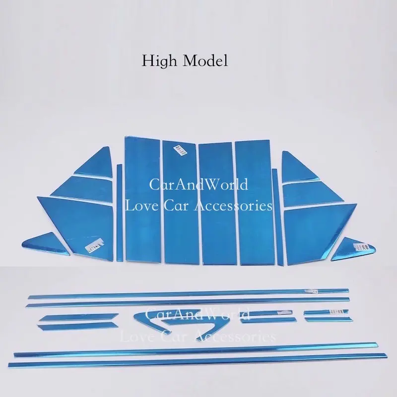 05 High Model 26pcs Высококачественные дверные оконные наличники из нержавеющей стали для Mitsubishi Eclipse Cross аксессуары для стайлинга автомобилей - Цвет: 05 High Model 26pcs