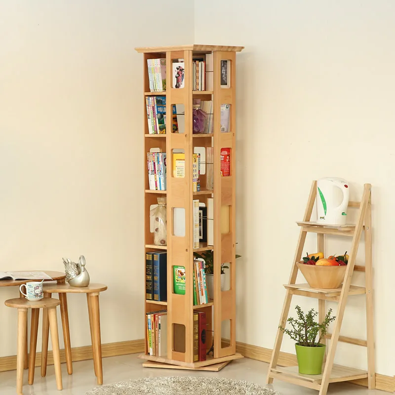 Ems Free Solid Wood Furniture 360 Rotating Bookshelf Creative Ems Free Solid Wood Furniture 360 Rotating Bookshelf Creative Bookcase Landing Shelf Cd Rack Newspaper Stand Modern Simple In Bookcases From On