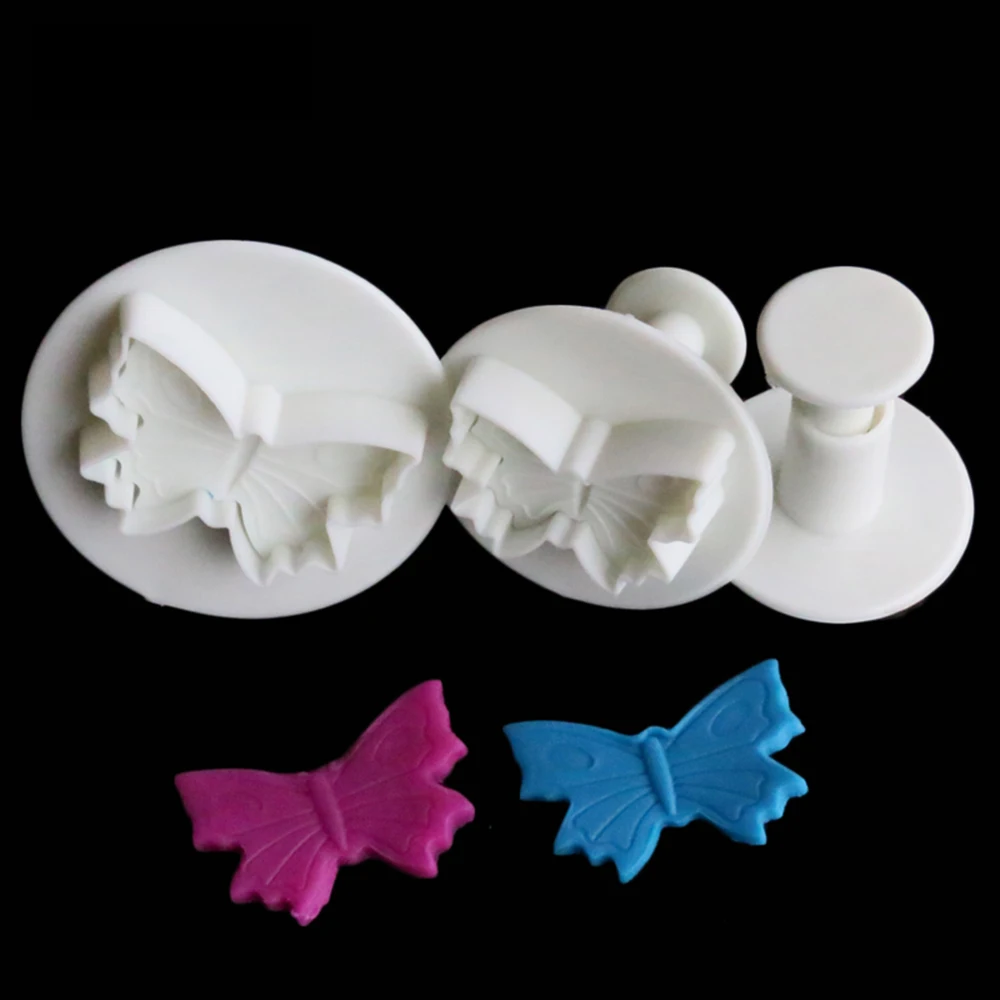 

3PCS DIY Cake Butterfly Model Fondant Cakes Biscuit Baking Mold Decorating Cookie Plunger Cutter Moulding Tool