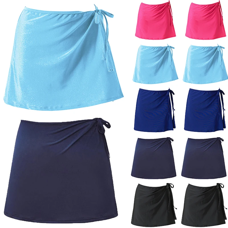 Ladies Bikini Cover Up Skirt Bandage Mini Dress Womens Summer Beach Short Mini Skirt Female Beachwear Solid Cover Up Swimsuit