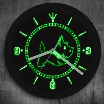 

1Piece Scottie Dog LED Neon Effect Wall Clock LED Lighting Dog Breeds Home Decor Luminous Wall Clock For Scottish Terrier Gift
