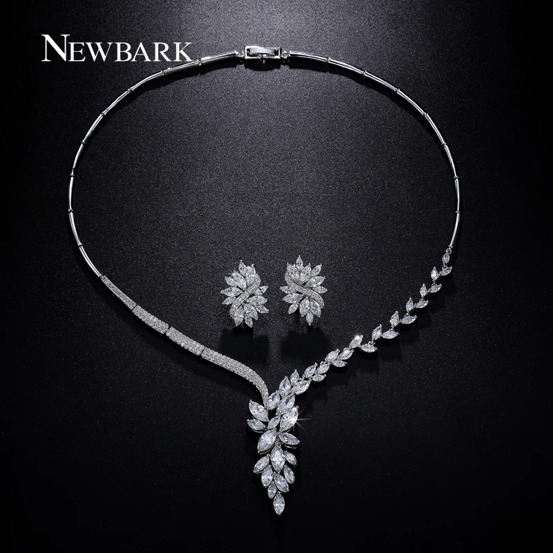 font b NEWBARK b font Wedding Jewelry Set Bridal font b Necklace b font Flower