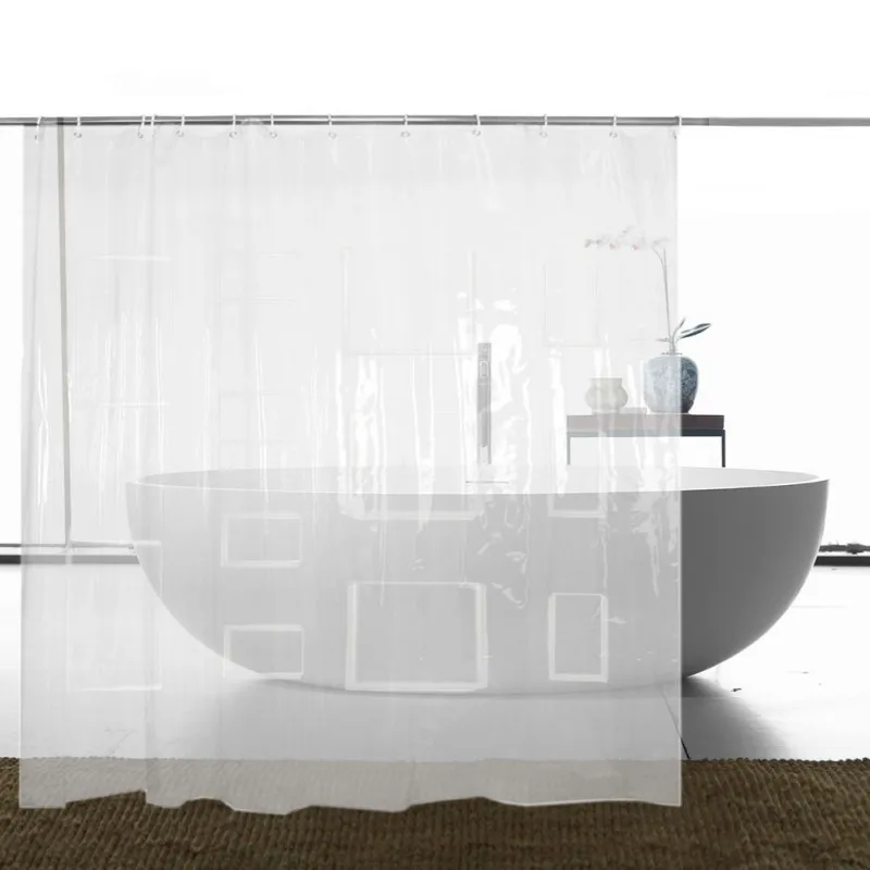 

12pcs Hooks Transparent Bath Curtain Phone Tablet Holder Clear Shower Curtain with Pockets for Touchscreen Devices for Bathroom