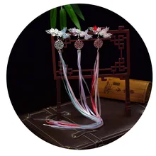 1 шт. Винтажные заколки для волос с цветущей вишней и кисточками, китайский традиционный головной убор ручной работы