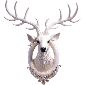 

Simulation Deer Head Wall Pendant Wall Decoration Nordic American Retro Living Room Porch Bar White Decoration Hanging Crafts
