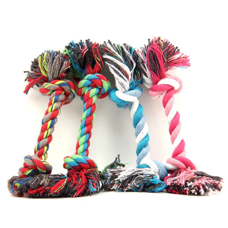 

1 pcs Pets dogs pet supplies Pet Dog Puppy Cotton Chew Knot Toy Durable Braided Bone Rope 18CM 28CM Funny Tool (Random Color )