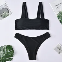 Wasteheart Summer Black Pink Red Sexy Bikini Sets Women Swimsuit Bikini Strapless Swimwear Low Waist Bathing Suit Female Beach women s sexy strapless sequins bikini swimwear deep pink size m