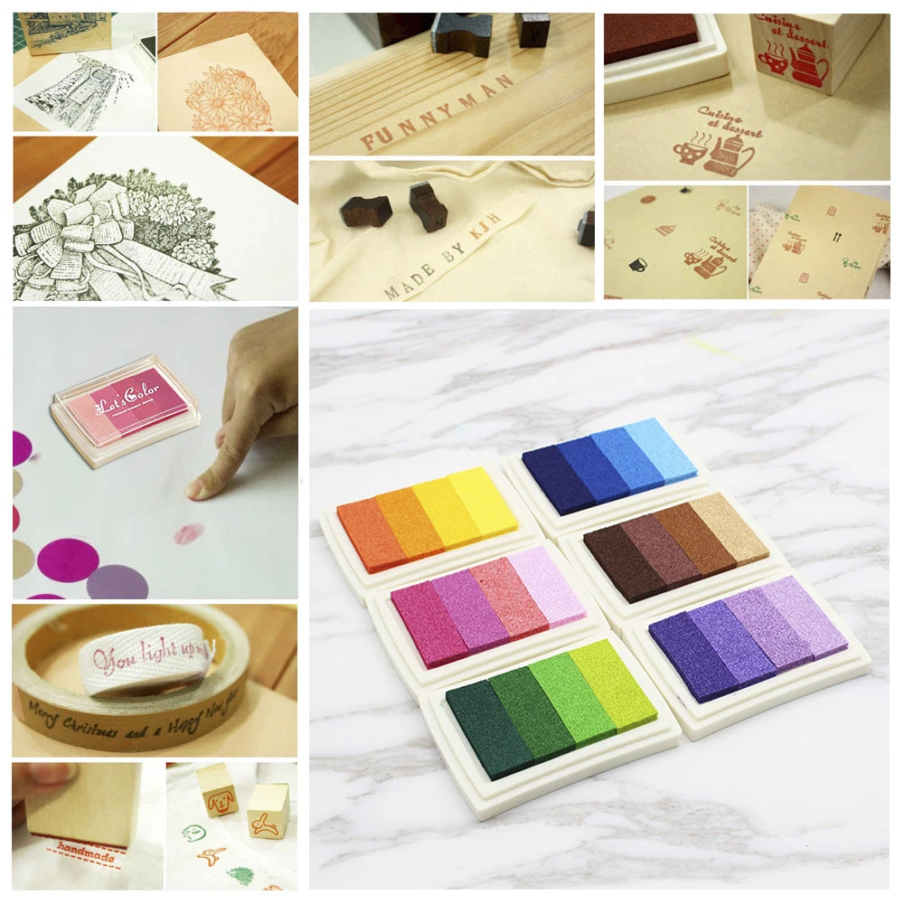 

Multicolor Rainbow Craft Ink Pad Stamps Colorful Rubber Stamp Pad DIY Scrapbooking Finger Paint Fingerprint Inkpad Stationary
