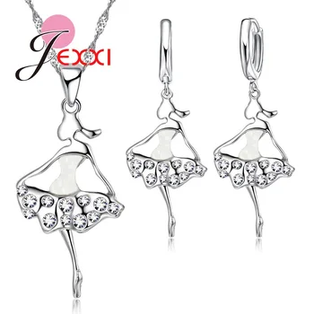 

New Arrival Fine Jewelry Cute Girl Dance Girl Necklace Earrings Set Crystal Zirconia African Beads Jewelry Set For Lady
